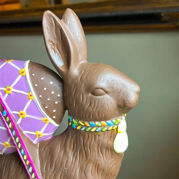 Large Vintage Faux Chocolate Bunny Egg Rabbit Easter Decor. - Picture 4 of 10